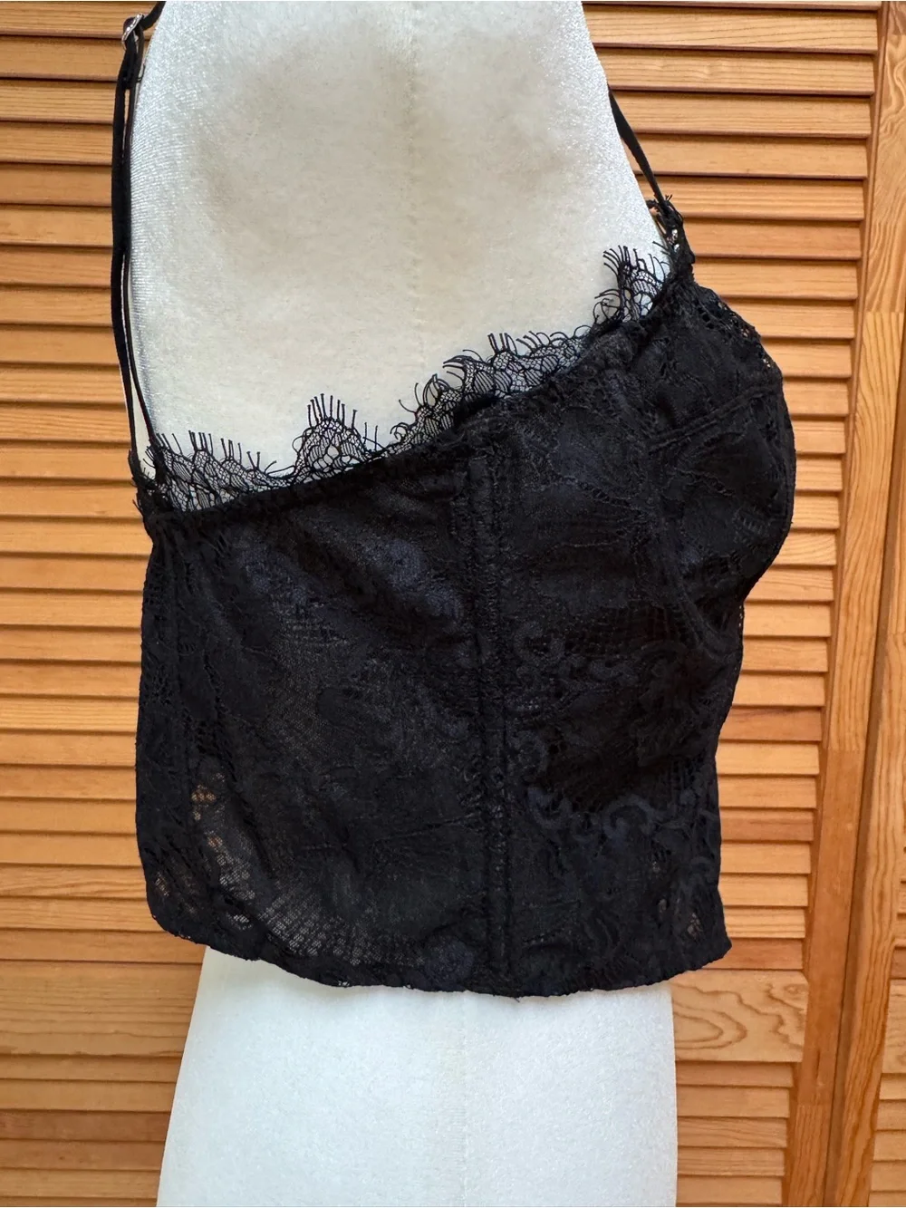 Intimately Free People Black Floral Lace Corset Bustier Cami Top Y2K Goth